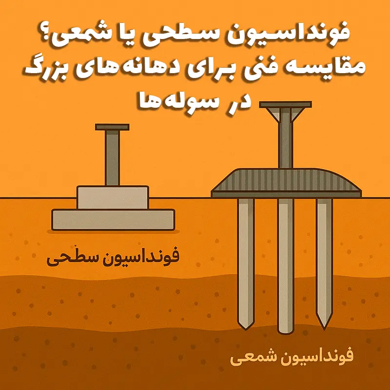 مقایسه فنی فونداسیون سطحی و شمعی برای سوله‌های دهانه بزرگ