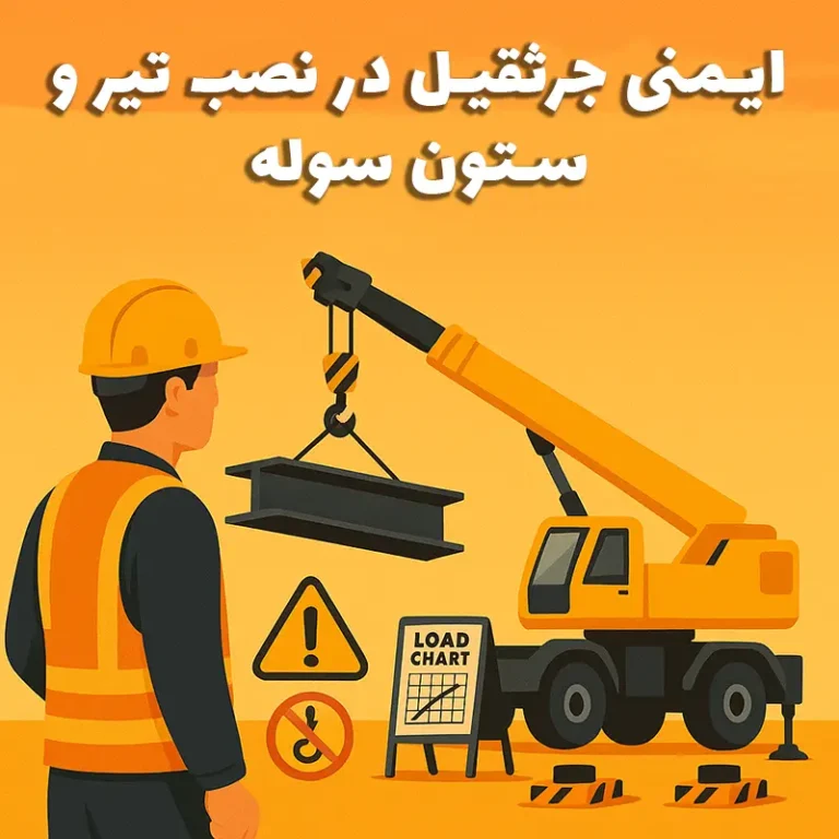 ایمنی جرثقیل در نصب تیر و ستون سوله بارون